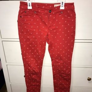 Vince Camuto Red Jeans with White Polka Dots